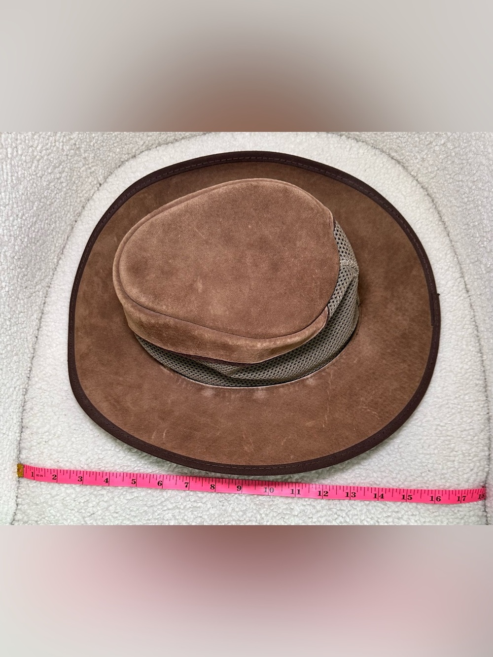 Head N Home Hat Brown Outback Men Leather Mesh Safari Western Cowboy Wide Brim L - Picture 8 of 12